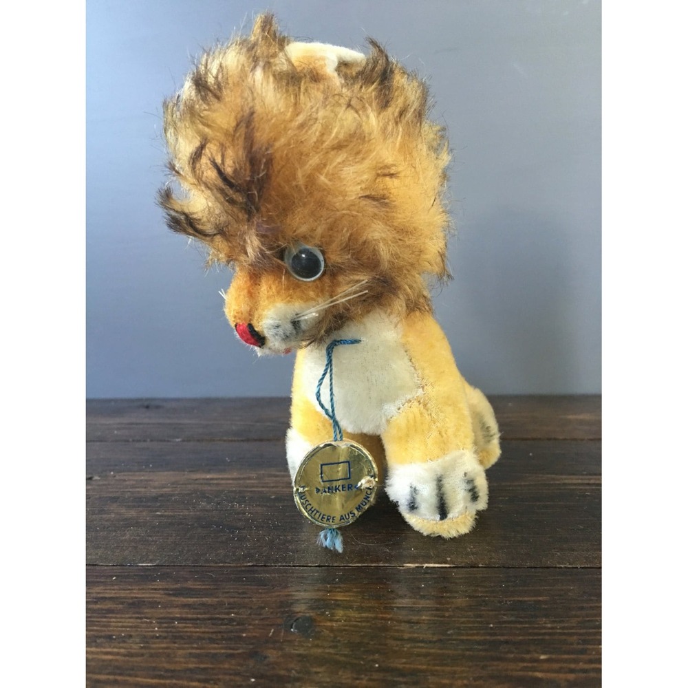 60s Anker Mohair Lion with Google Eyes & Original Tag / Vintage Germany - Picture 2 of 5